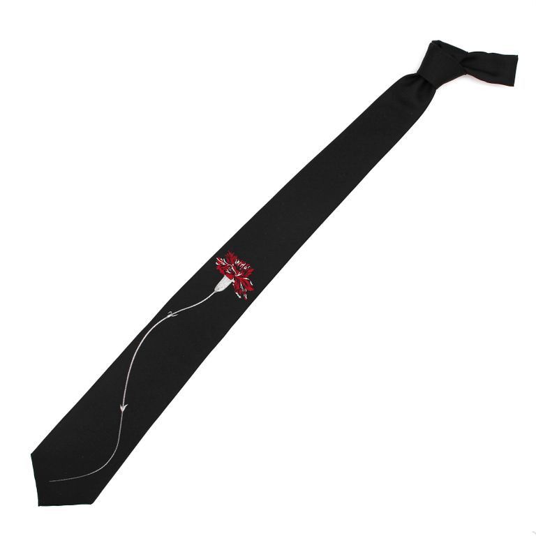 Yohji Yamamoto Yohji Yamamoto - Red Flora Embroidered Silk Ties Size ONE SIZE - 1 Thumbnail