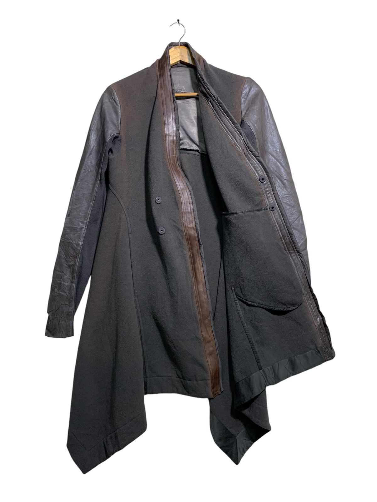Rick Owens 🔥VTG RICK OWENS DARK DUST LEATHER/WOOL BIKER JACKET Size US S / EU 44-46 / 1 - 2 Thumbnail
