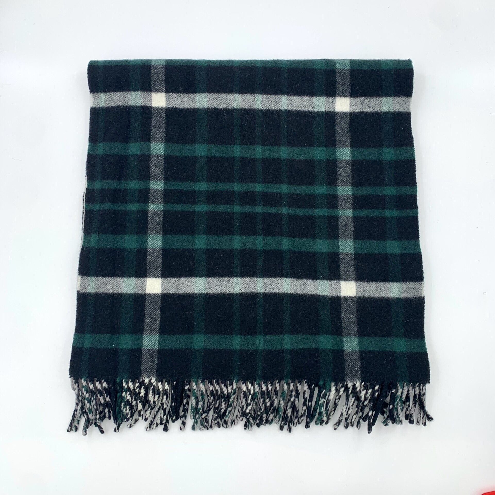 Burberry Burberry Green Plaid Wool Fringe Scarf Size ONE SIZE - 1 Thumbnail