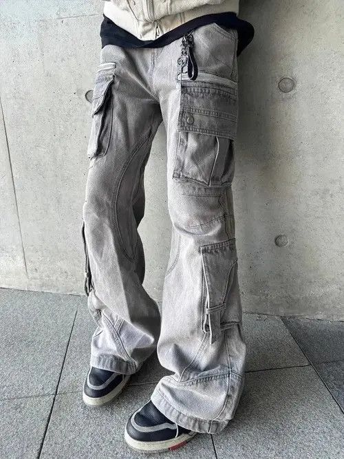 Jean Cargo Stacked Denim Jeans, Flared Jeans, Wide Leg Jeans Size US 30 / EU 46 - 7 Thumbnail