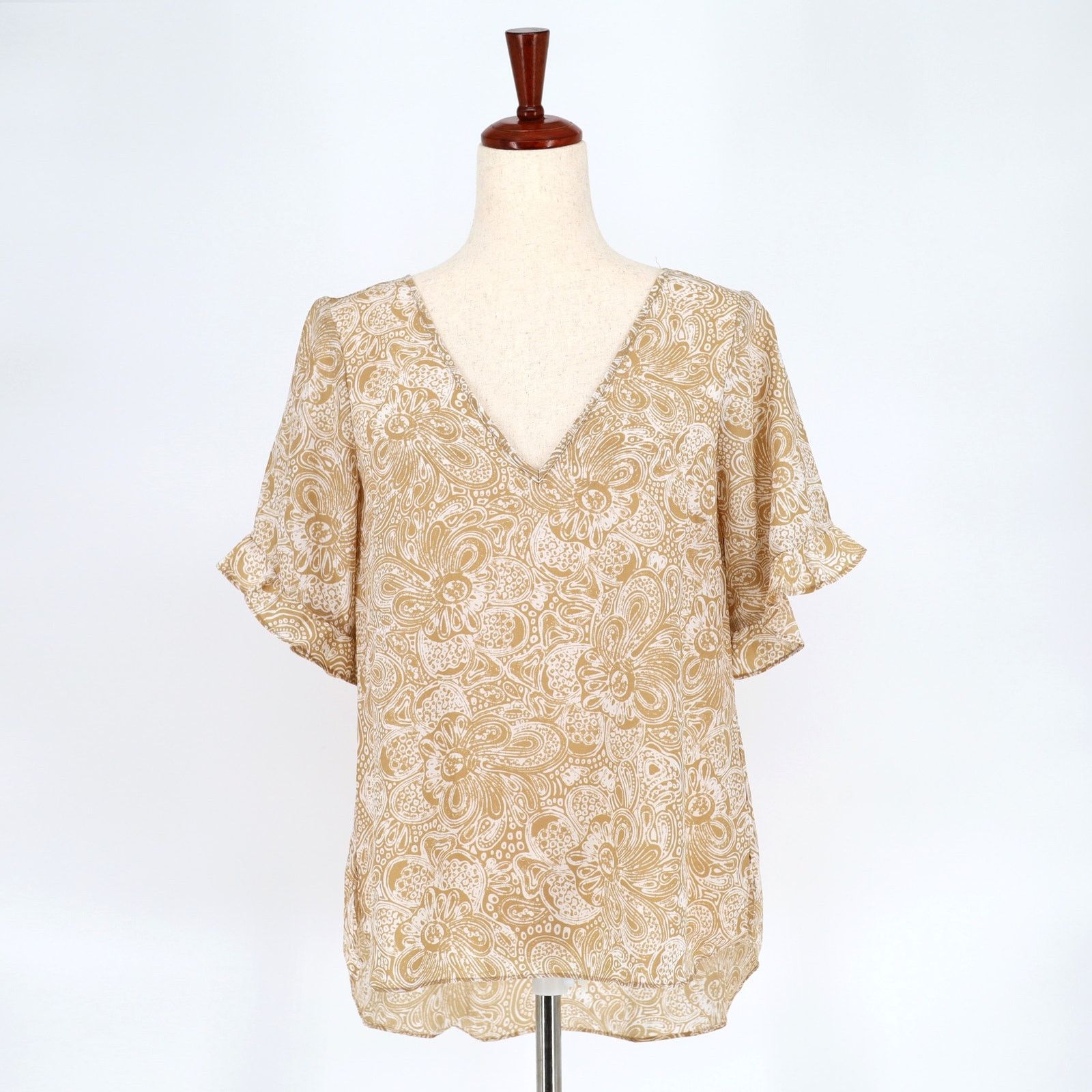 Michael Kors Michael Kors Women Tan Paisley Boho Ruffle Blouse Size S Size S / US 4 / IT 40 - 3 Thumbnail