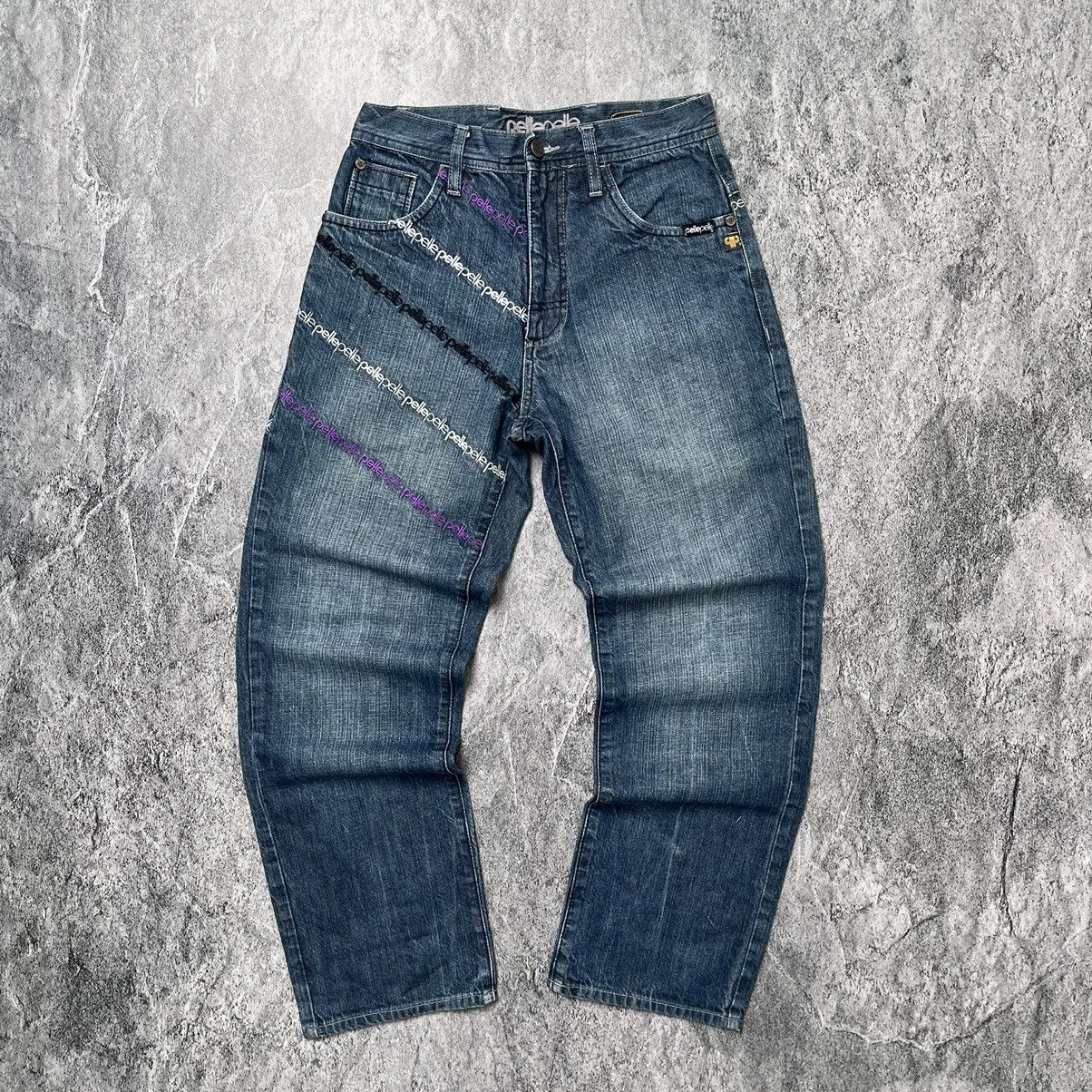 Japanese Brand × Pelle Pelle × Vintage Pelle Pelle Faded Denim Vintage USA Embroidered Logo Pants Size US 29 - 1 Thumbnail