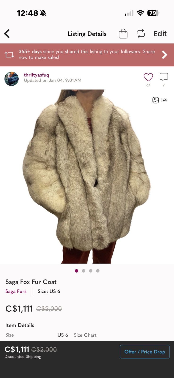 Sagafurs Saga fox cream fur coat Size M / US 6-8 / IT 42-44 - 2 Thumbnail