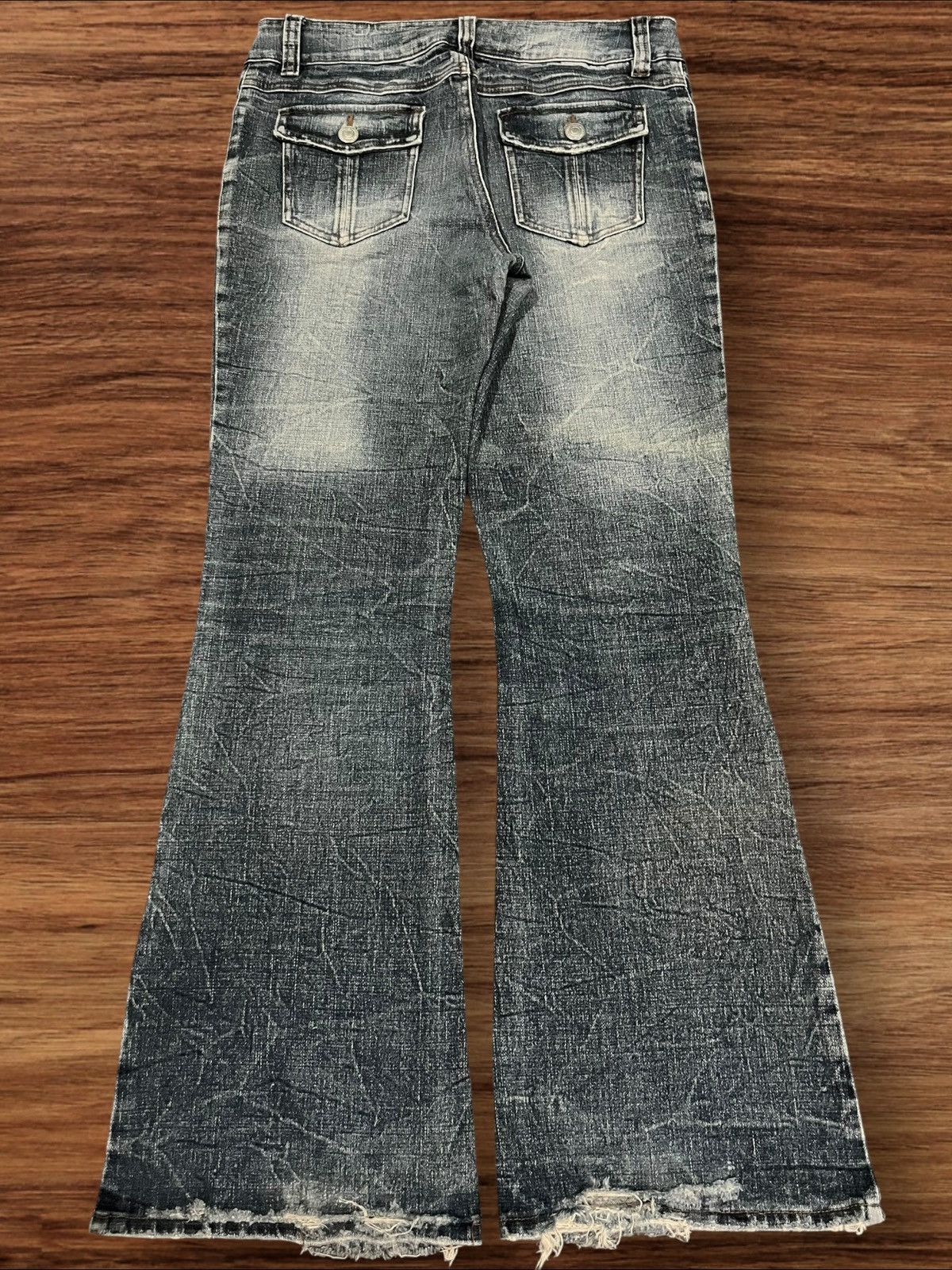Japanese Brand ⚡️Flare⚡️Vintage Japanese Brand Double Button Dark Washed Jean Size 32" / US 10 / IT 46 - 1 Thumbnail
