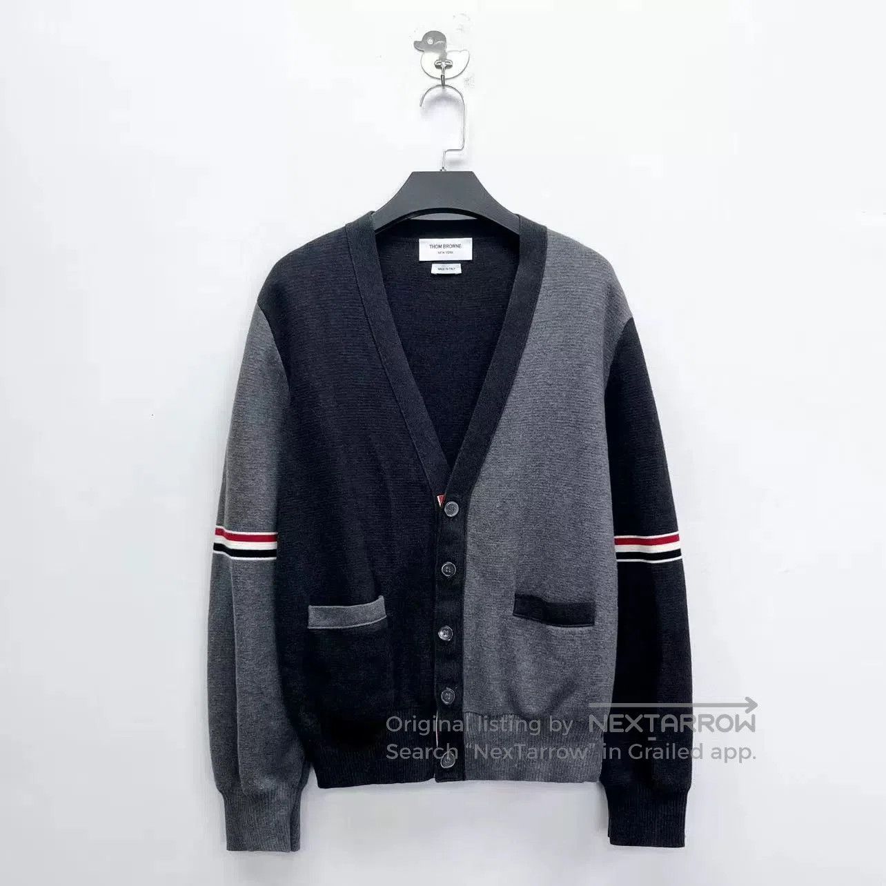 Thom Browne Thom Browne New Gray Stripe Knit Cardigan. Size US L / EU 52-54 / 3 - 1 Thumbnail