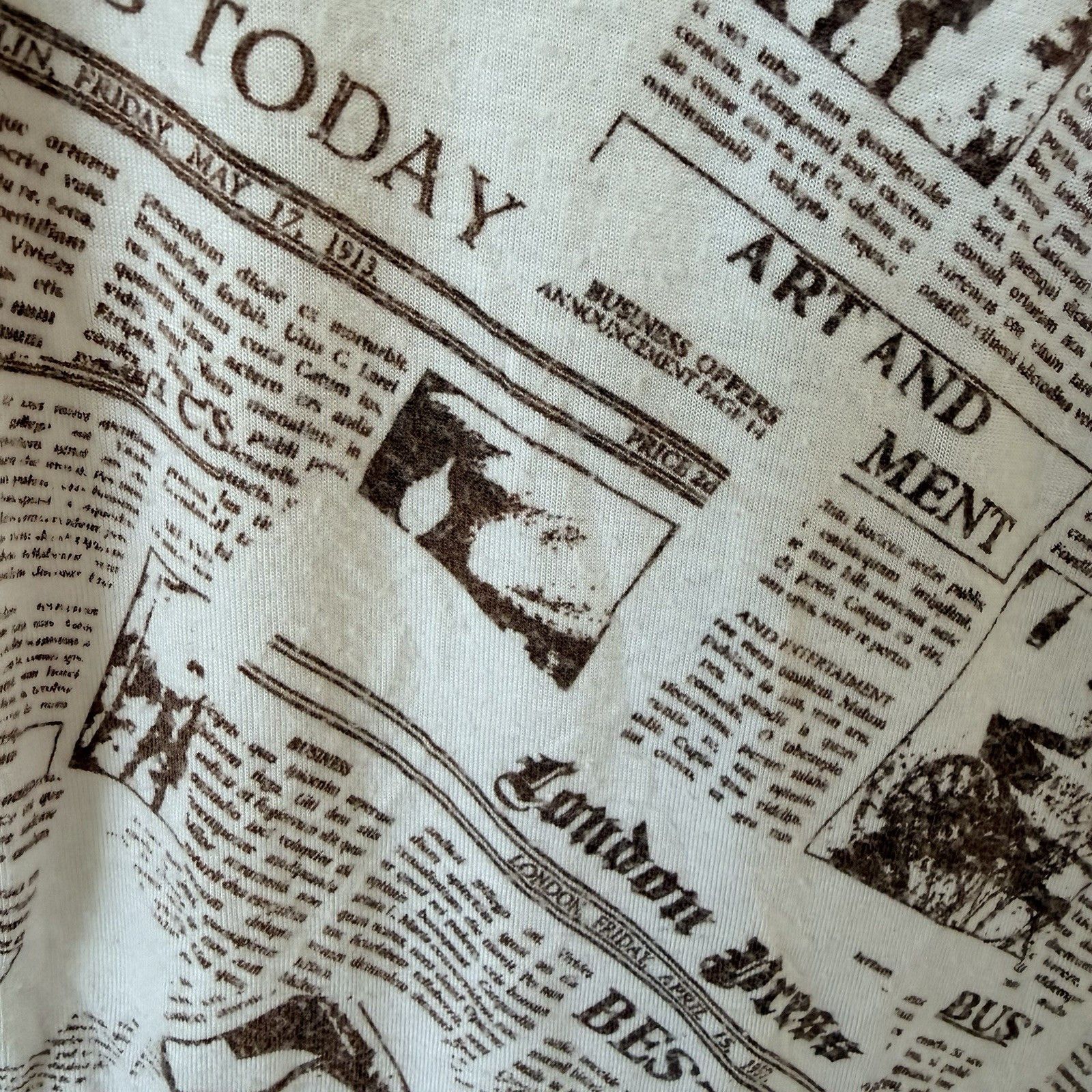 Other Ragdoll LA Newspaper Print Tee Shirt 84 Graphic Brown White Size M / US 6-8 / IT 42-44 - 9 Thumbnail