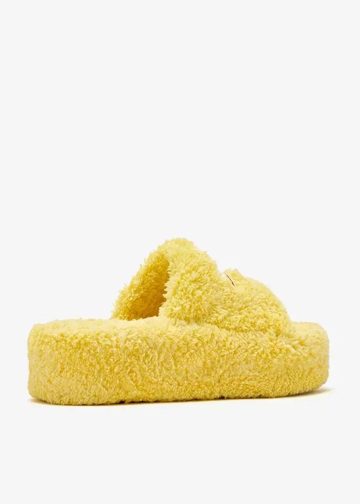 Balenciaga o1s1wg110326 Furry Platform Slide Sandals in Yellow Size US 10 / IT 40 - 3 Thumbnail