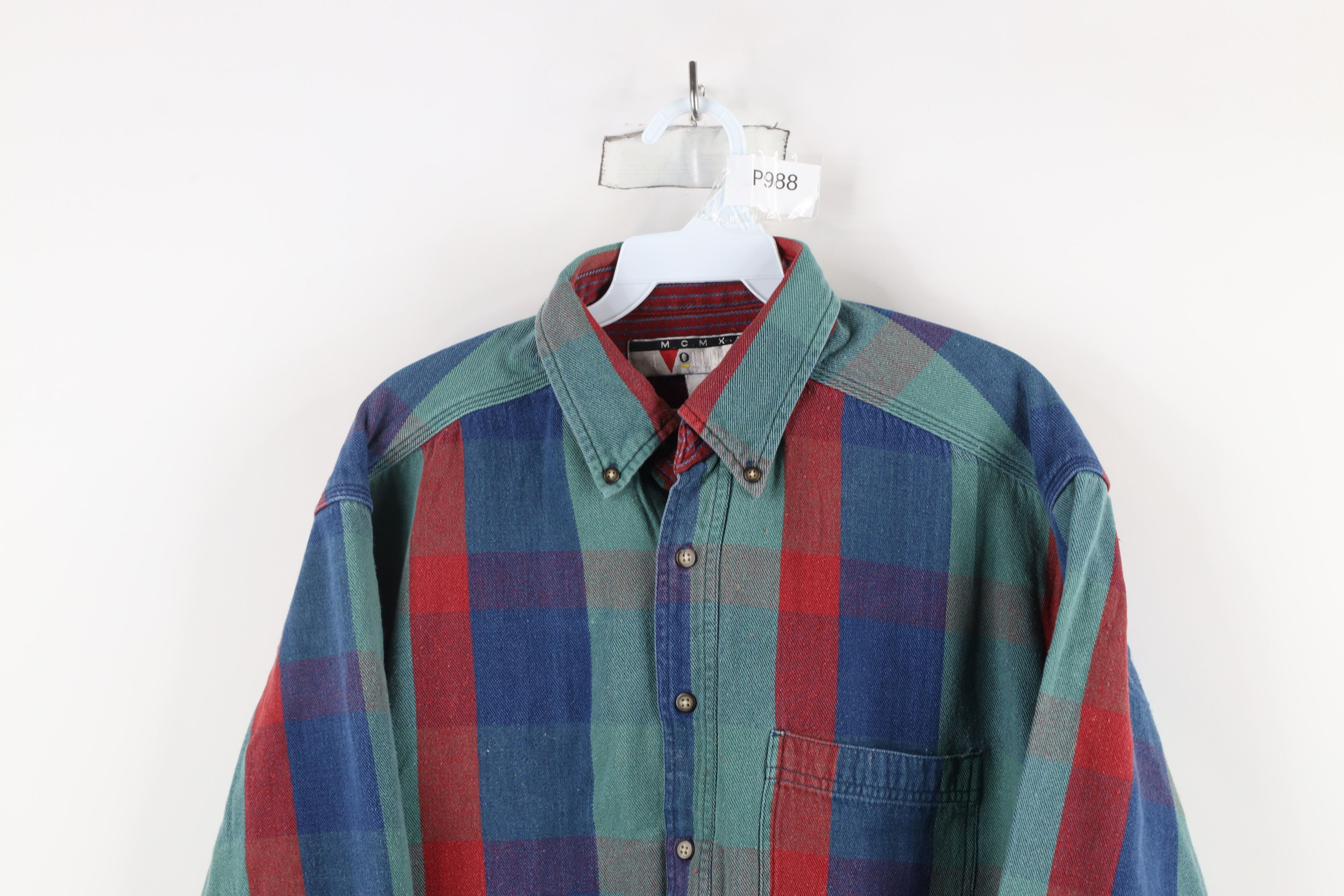 Vintage Vintage 90s Streetwear Plaid Flannel Button Down Shirt Size US L / EU 52-54 / 3 - 2 Thumbnail