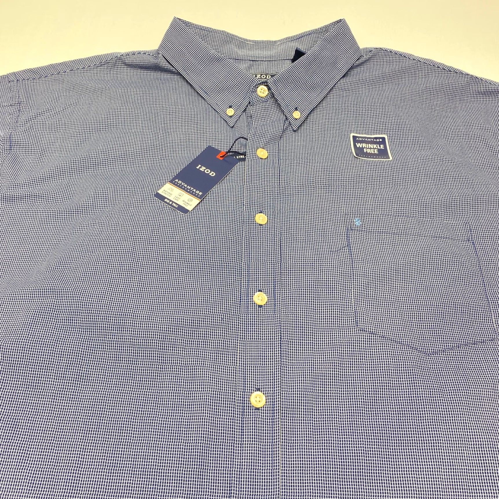 Izod IZOD Advantage Performance Shirt Mens 4XL Blue Check Shirt Wrinkle Free Stretch NWT Size US XXL / EU 58 / 5 - 5 Thumbnail