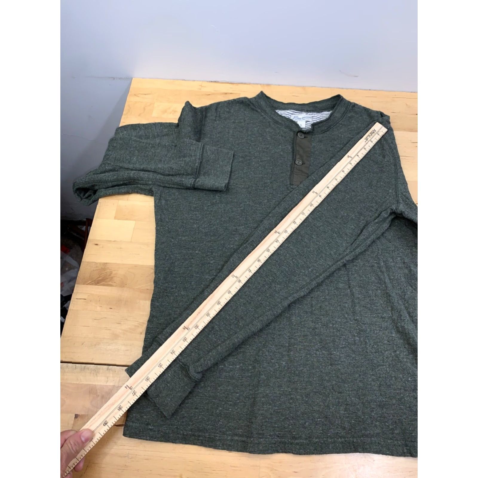 J.Crew J.CREW Henley Shirt Mens L Green Long Sleeve Double Knit Size US L / EU 52-54 / 3 - 7 Thumbnail