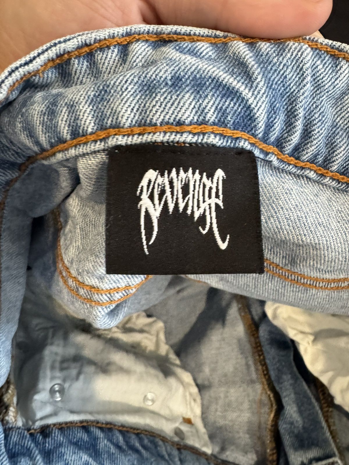 Revenge SKULL PATCH DENIM PANT INDIGO Size US 32 / EU 48 - 4 Thumbnail