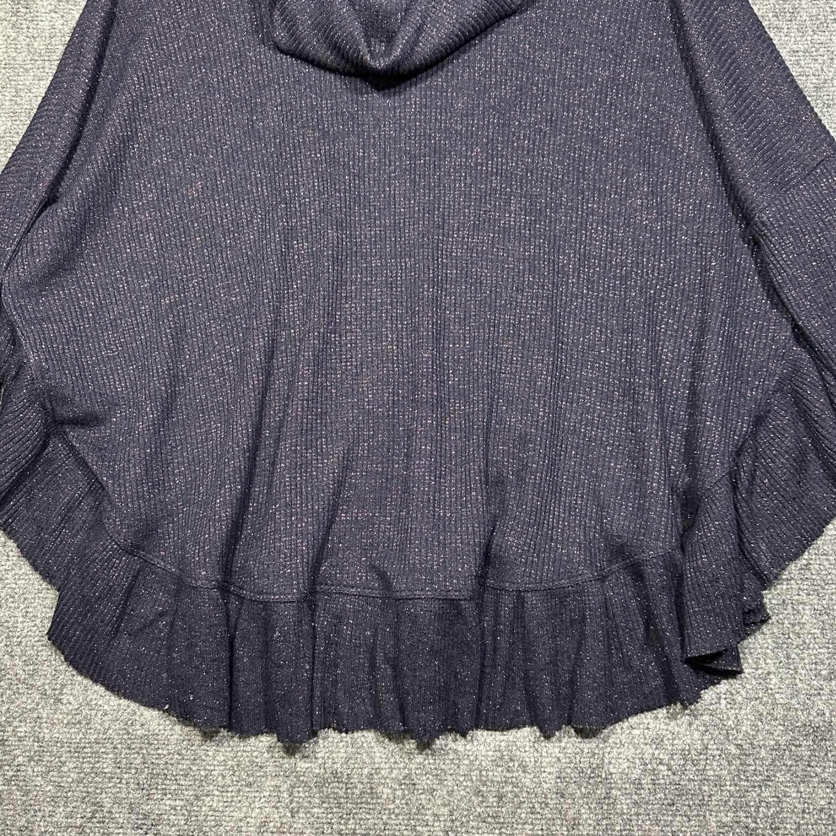 Anthropologie Anthropologie Sweater Womens Medium Navy Blue Pink Sparkle Ruffle Turtleneck Knit Pullover- Women's Classic Modern Size M/L (Size S) Size S / US 4 / IT 40 - 2 Thumbnail
