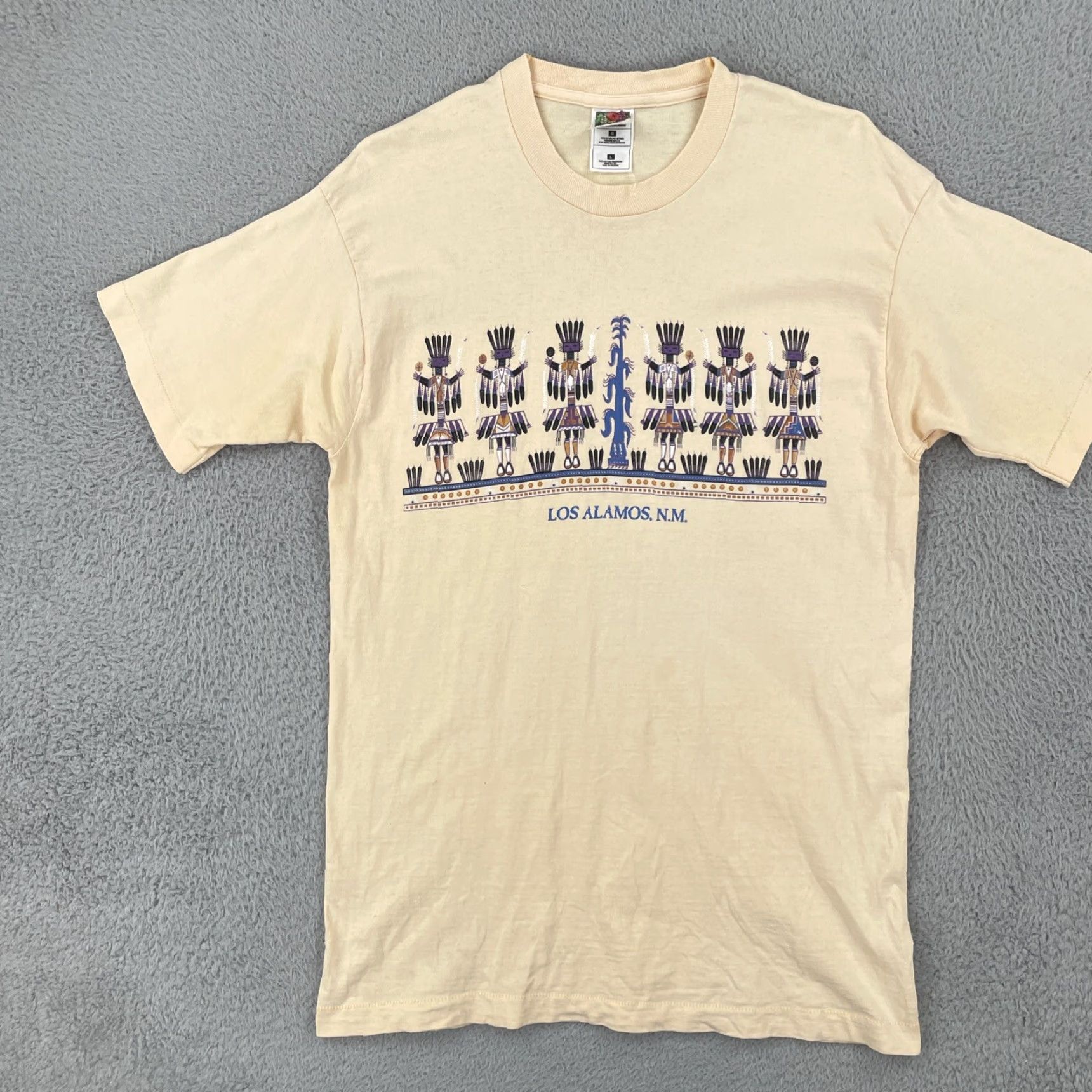 Fruit Of The Loom VINTAGE Fruit Of The Loom Shirt L Yellow Short Sleeve Crew Neck Mens USA 90s (Compiled from Original) Size US L / EU 52-54 / 3 - 3 Thumbnail