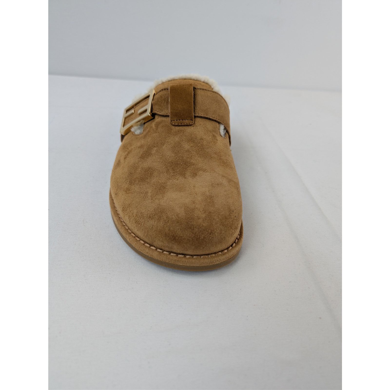 Fendi o1rshd1 Leather Feel Suede Shearling Slippers Caramel Brown Size US 8 / IT 38 - 14 Thumbnail