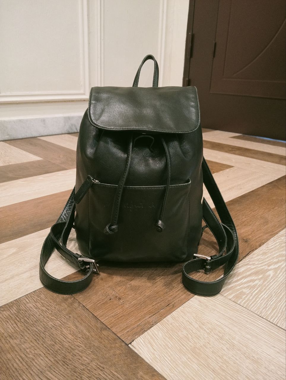 agnes b. AGNES B. LEATHER BACKPACK - BLACK Size ONE SIZE - 1 Thumbnail
