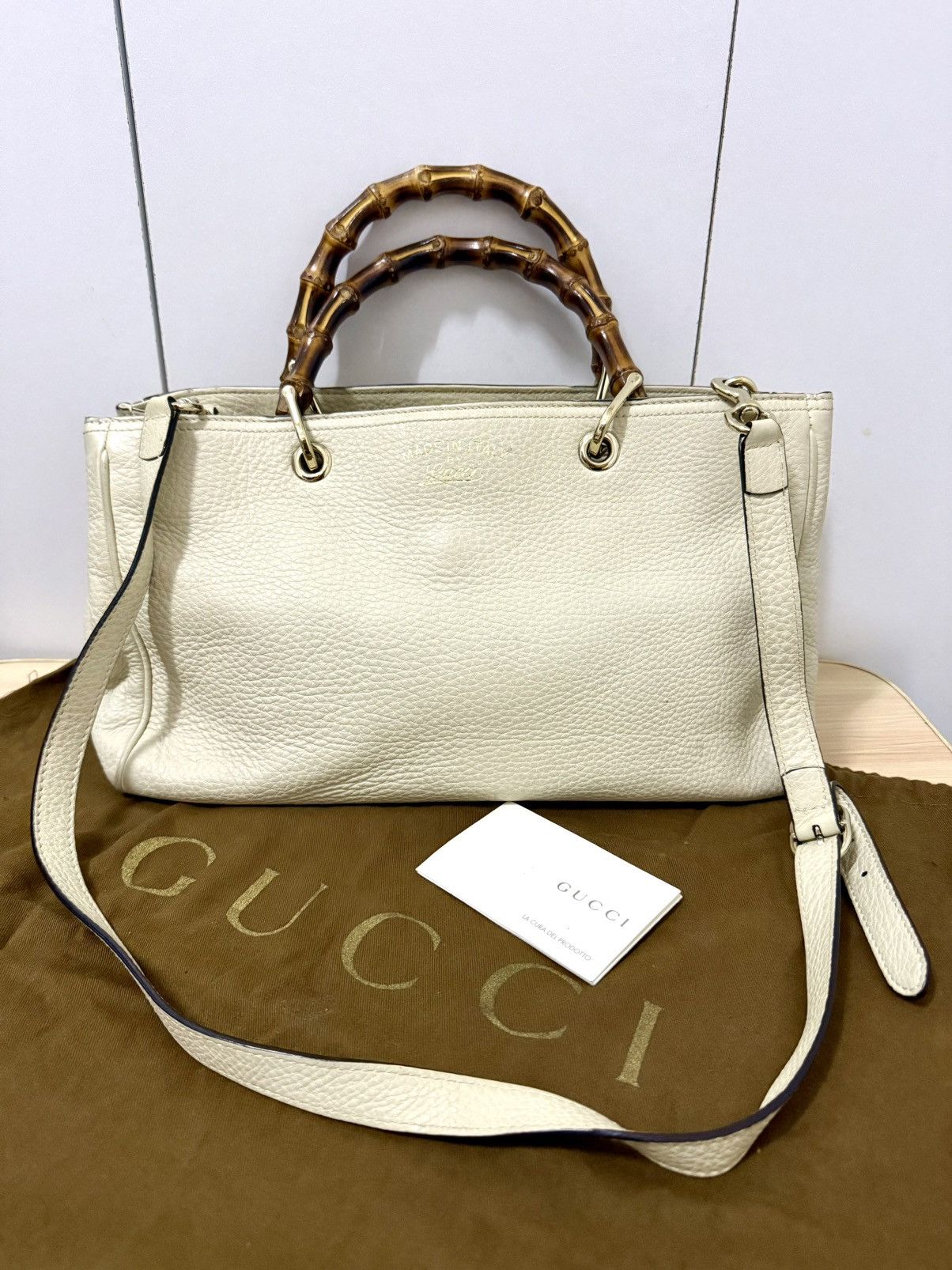 Gucci Gucci Bamboo Shopper Pebbled Leather 2 way Small Size ONE SIZE - 1 Thumbnail