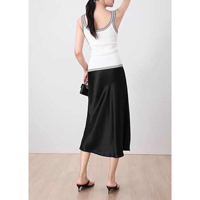 Other Keasmto Black Skirt for Women Midi Length High Waist Silk Size 30" / US 8 / IT 44 - 6 Thumbnail