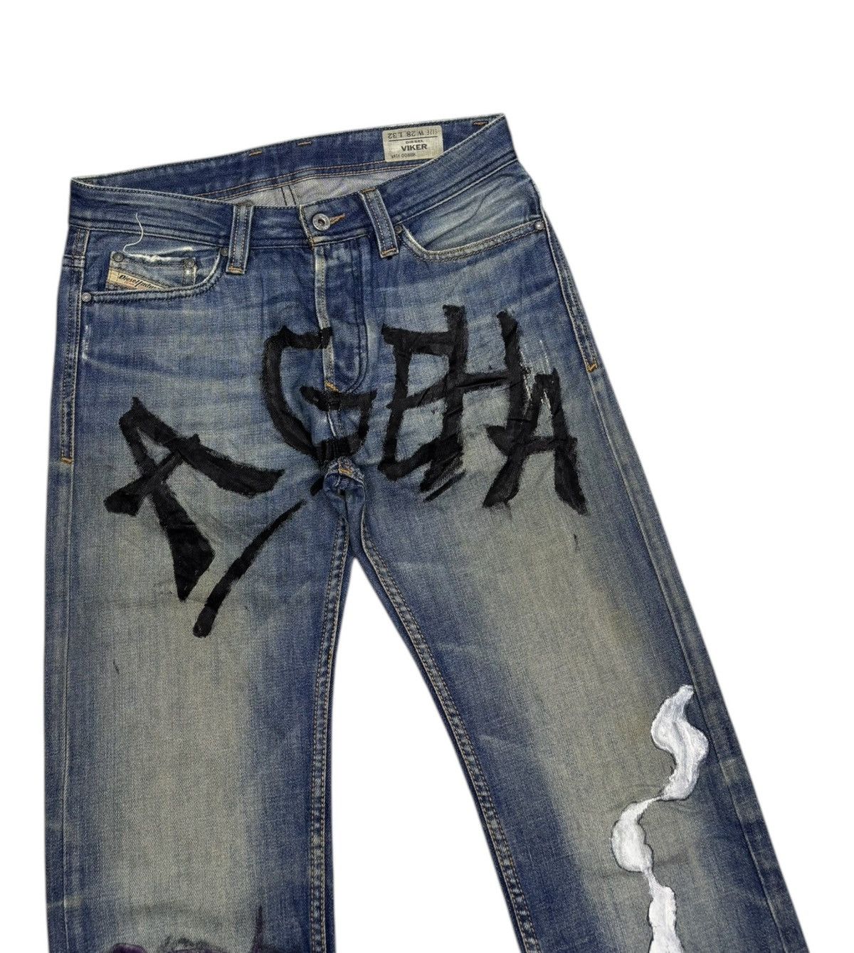 Diesel 🔥RARE DIESEL DENIM CUSTOM MADE AGEHA PAINT DISTRESS DENIM Size US 30 / EU 46 - 8 Thumbnail