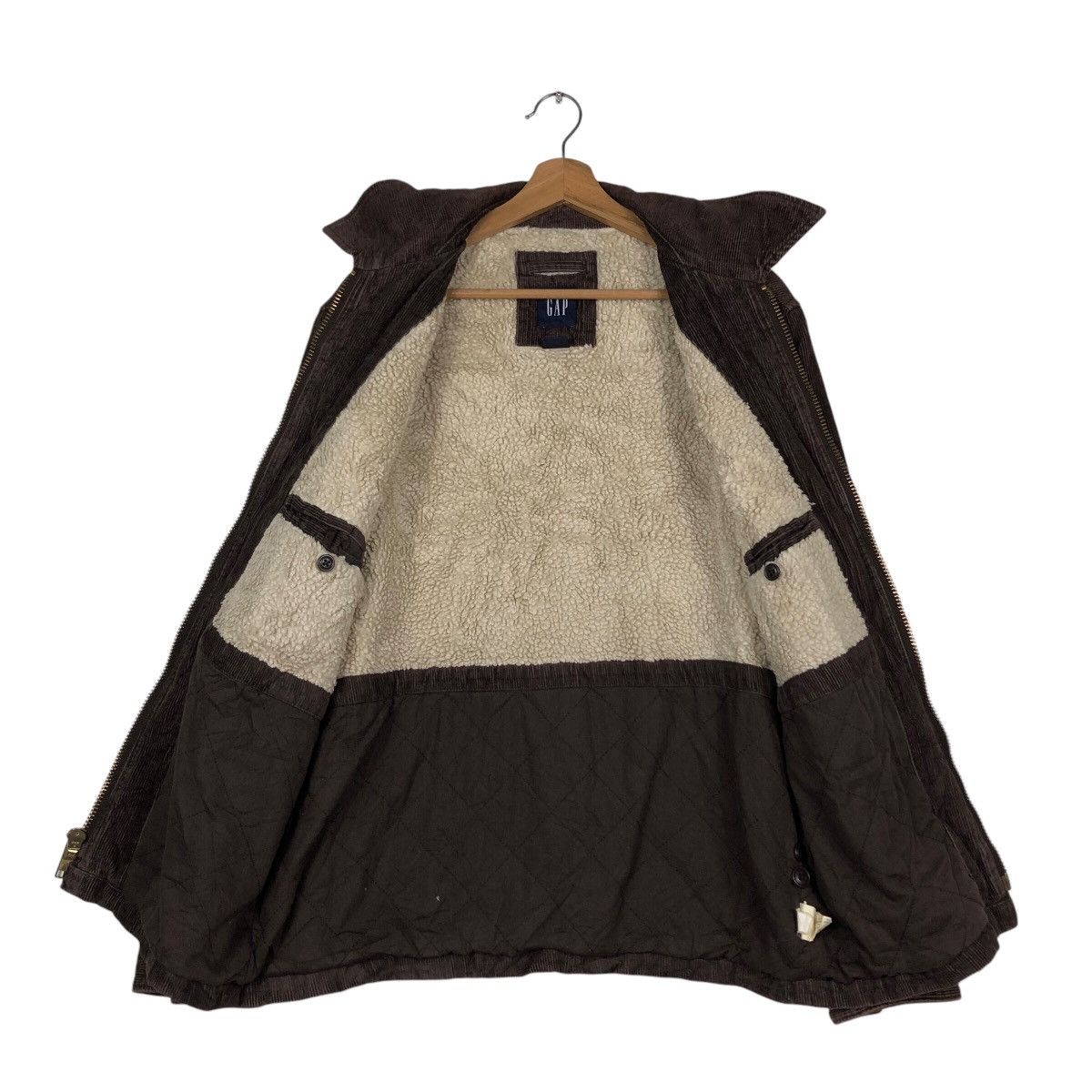📌Vintage Corduroy Bomber Biker Jacket Gap Shearling