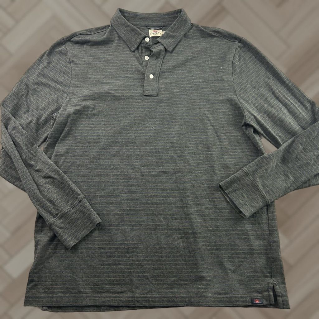 Faherty Faherty Shirt Button-Up Long Sleeve Men's XL Gray Striped Casual Vintage No Size US XL / EU 56 / 4 - 1 Thumbnail