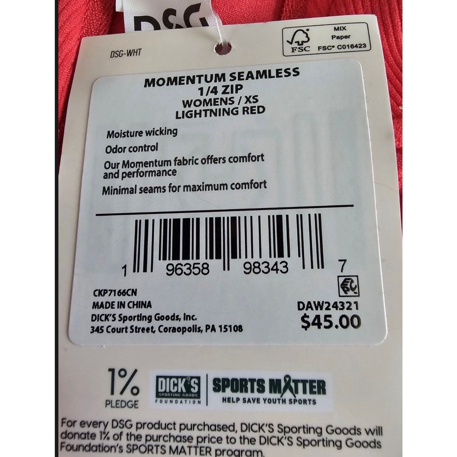 Other DSG Momentum 1/4 Zip Seamless Long Sleeve Top Red Size XS Size XS / US 0-2 / IT 36-38 - 2 Thumbnail
