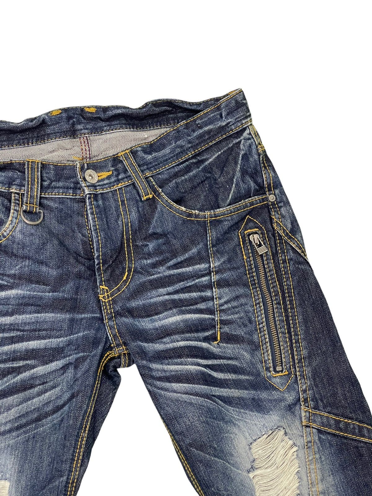Japanese Brand Slim Jeans Hagi Denim Hideaways Faded Distress Low Rise 6🟦4 Size US 31 - 9 Thumbnail