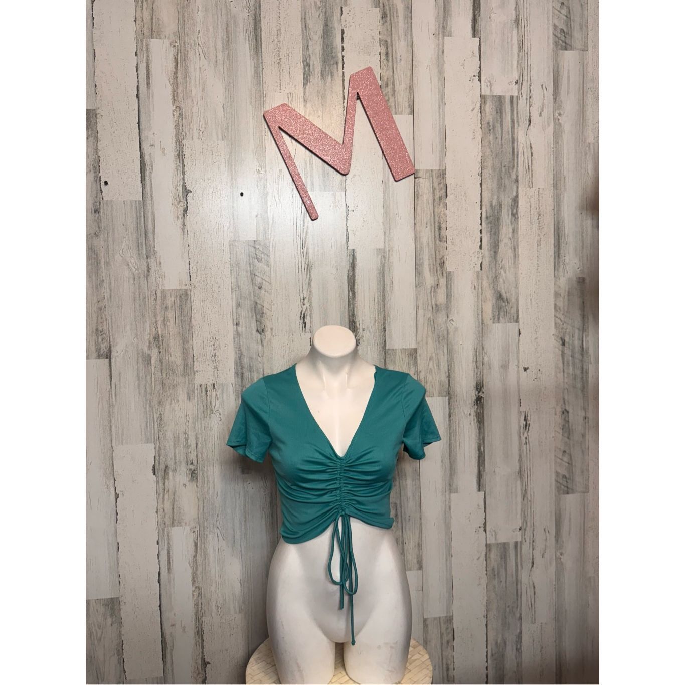 Other Love J Teal Ruched Front Crop Top – Size M Size M / US 6-8 / IT 42-44 - 1 Thumbnail