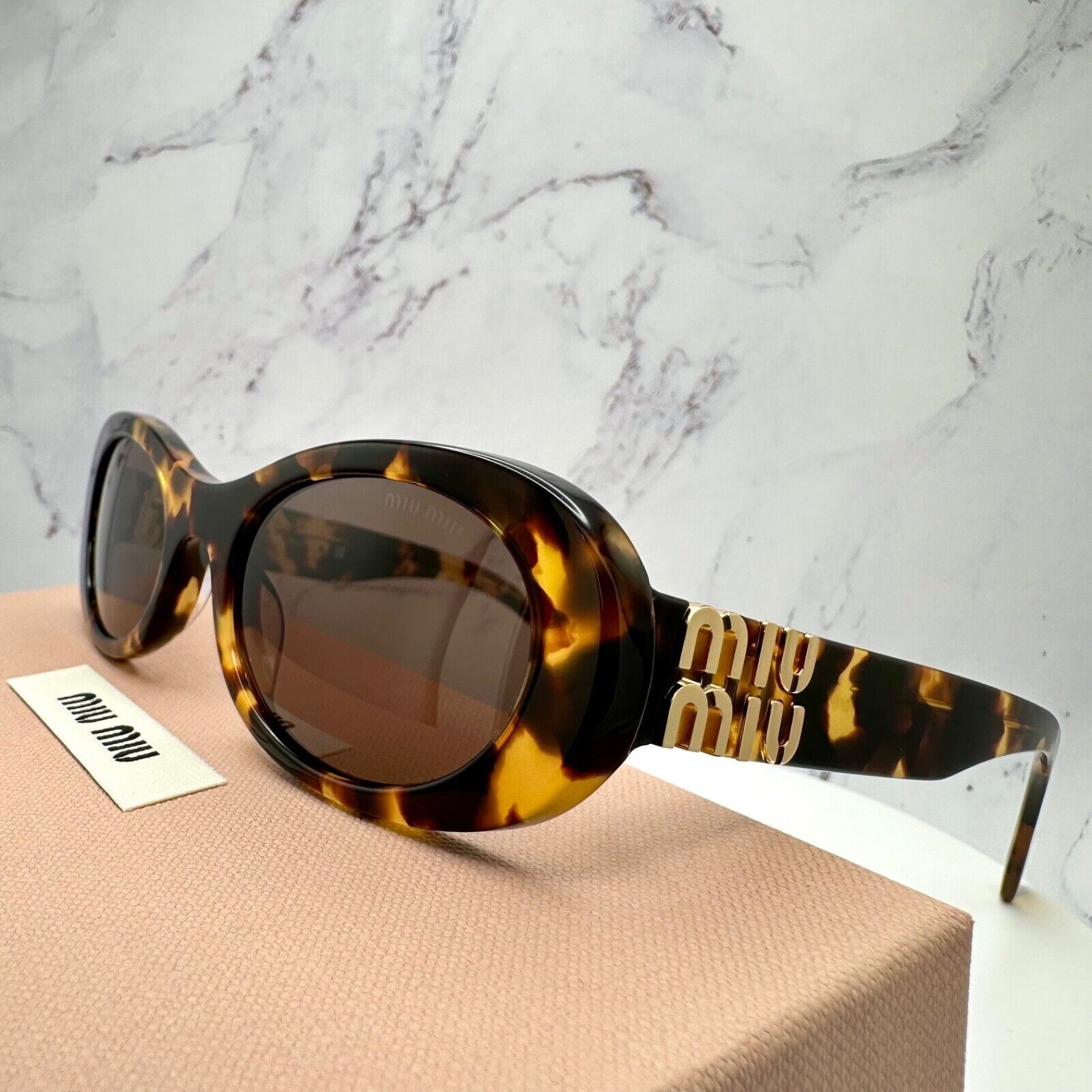 Miu Miu NEW MIU MIU Sunglasses Brown Oval Gold Size ONE SIZE - 23 Thumbnail