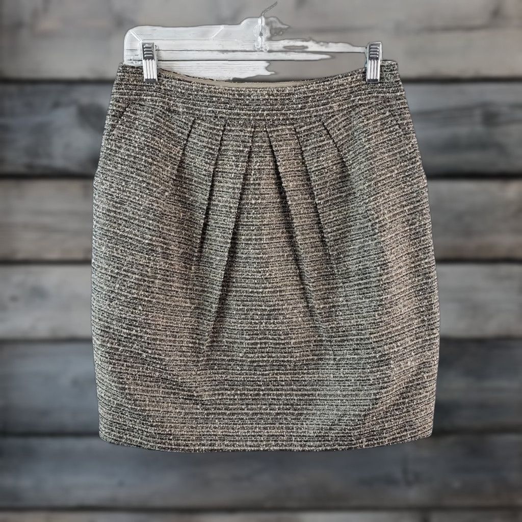 Habitat Tabitha Womens Avant Tweed Skirt Sz 6 Metallic Pleated Side Zip Short Gray Midi? (Please ignore) Size 28" / US 6 / IT 42 - 1 Thumbnail