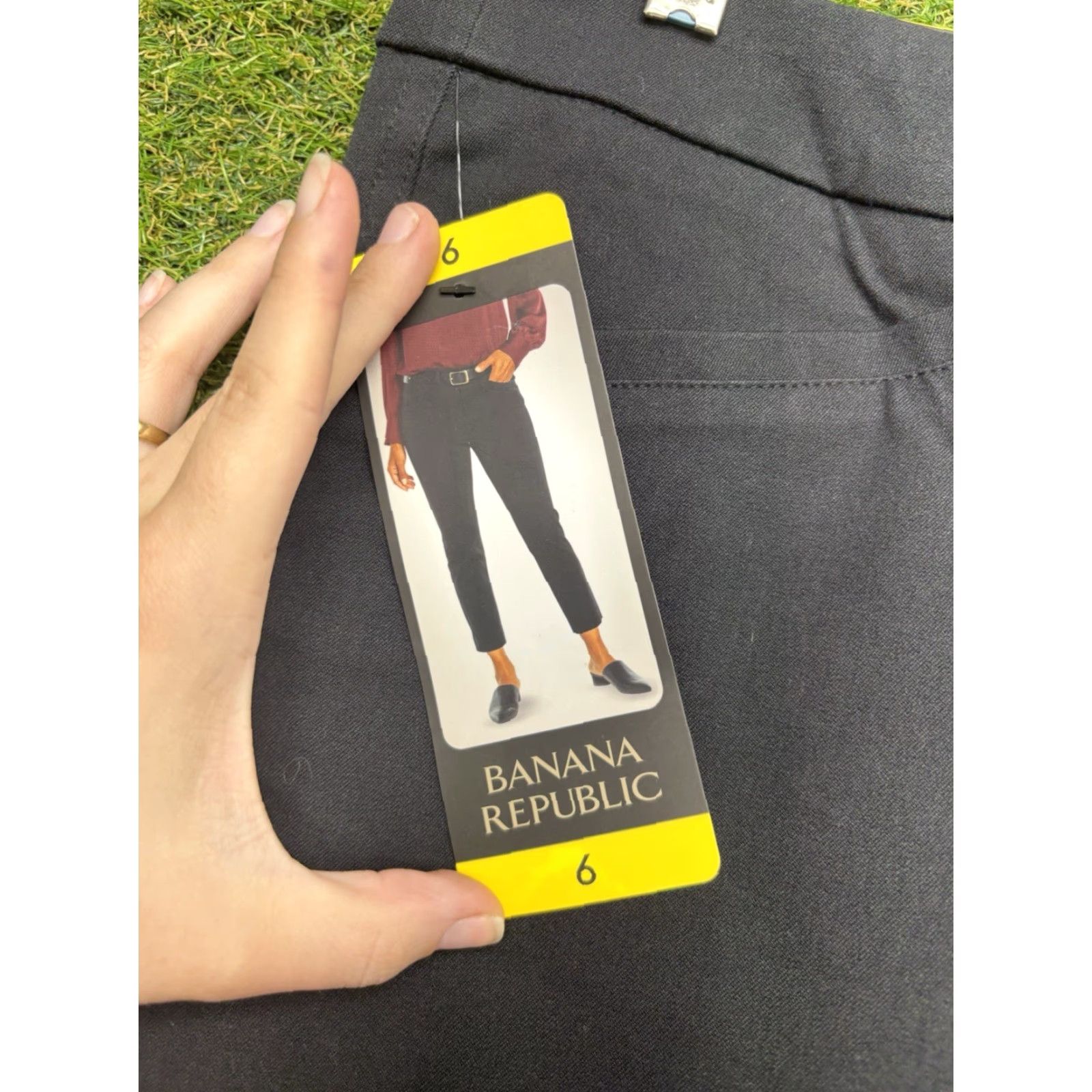 Banana Republic Banana Republic Chino Pants Womens 6 Flat Front High Rise Black Cotton Blend NWT, Office, Workwear, Regular Fit, 25in Inseam, Straight Leg (Adults) Size 28" / US 6 / IT 42 - 4 Thumbnail