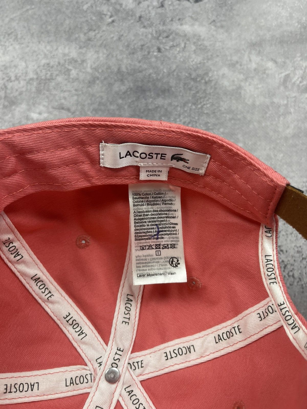 Lacoste Lacoste Pink Big Logo Crocodile Cap Hat Size ONE SIZE - 10 Thumbnail