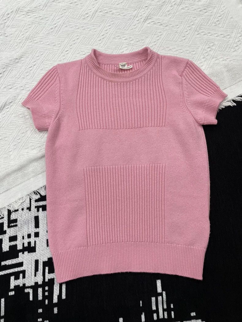 Hermes Hermes Pink Cashmere Knit Short-Sleeve Top Size US S / EU 44-46 / 1 - 1 Thumbnail