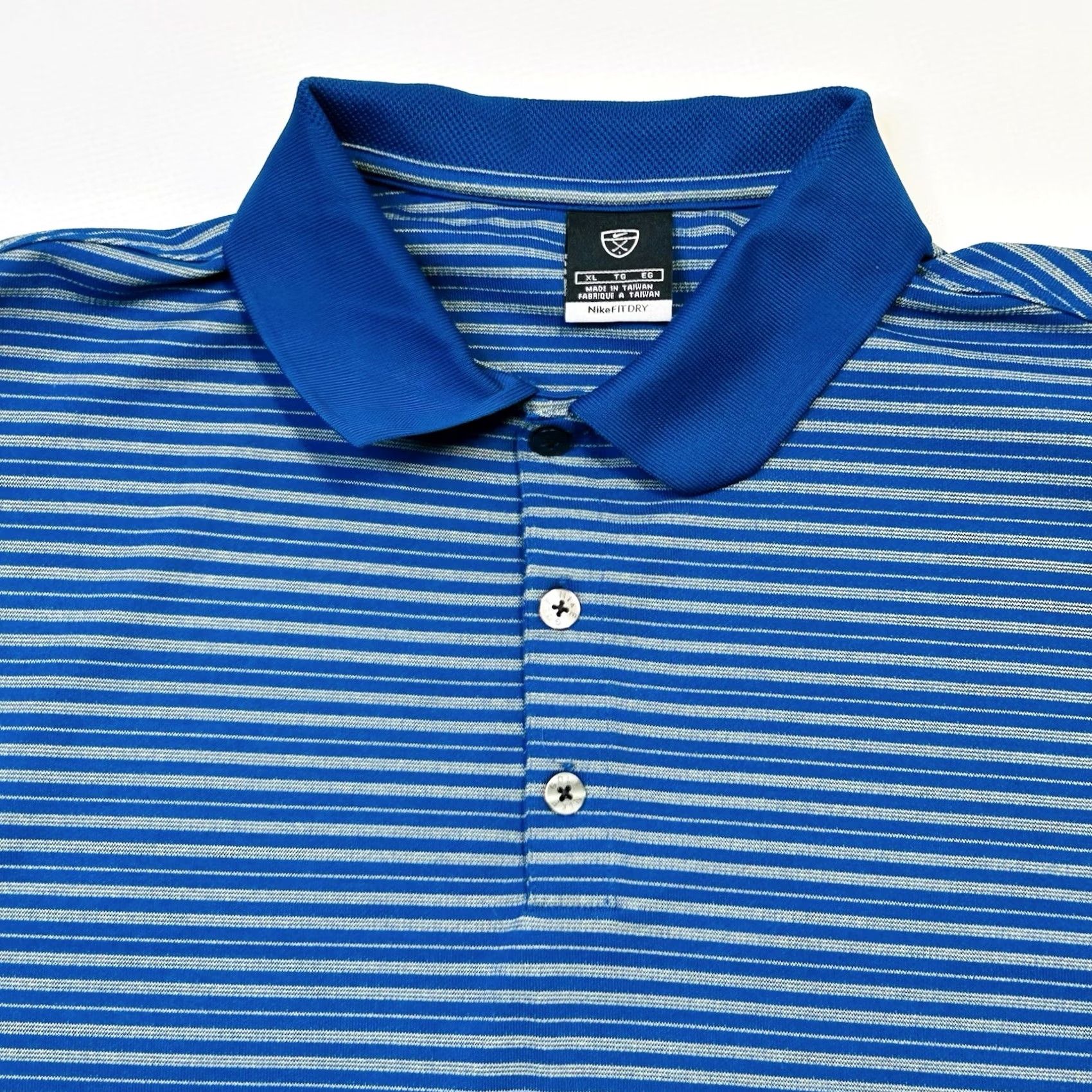 Nike VINTAGE Nike Golf Polo Shirt Dri Fit UV Protective Mens XL Blue White Striped Breathable Size US XL / EU 56 / 4 - 3 Thumbnail