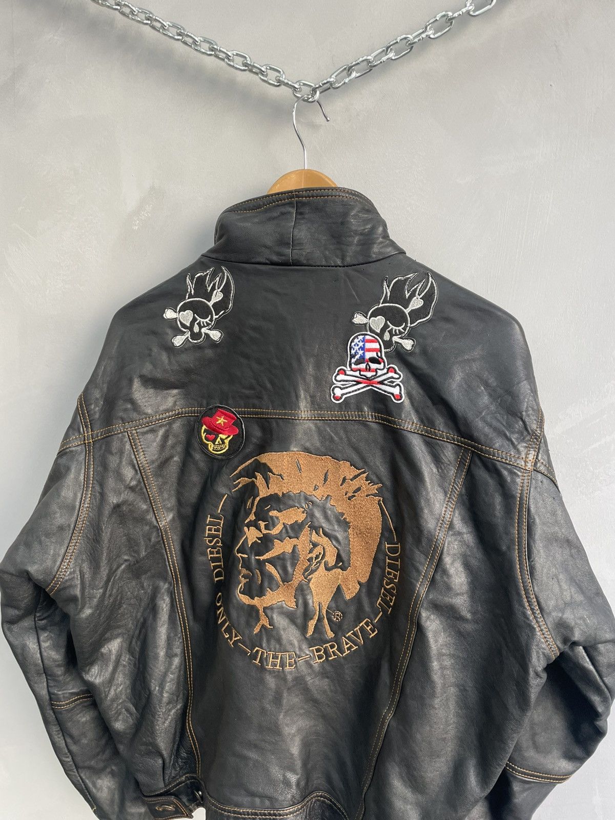 VINTAGE DIESEL AVANT GARDE Y2K LEATHER BOMBER JACKET