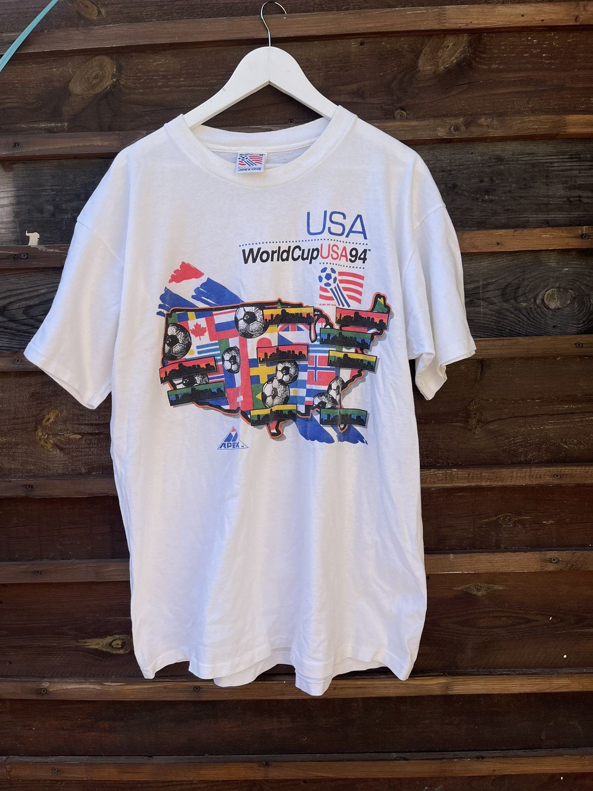 Vintage USA 1994 World Cup vintage Apex One white t-shirt tee Size US XL / EU 56 / 4 - 1 Thumbnail
