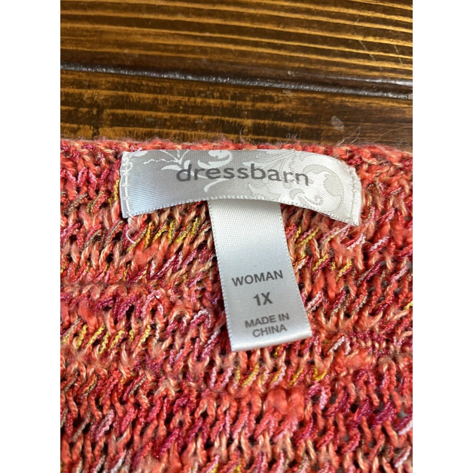 Vintage VINTAGE Dress Barn Sweater Women 1X Pullover Knit Crew Neck 3/4 Sleeve Pink Salmon Orange Metallic Pink Knitted Womens Size XL / US 12-14 / IT 48-50 - 3 Thumbnail