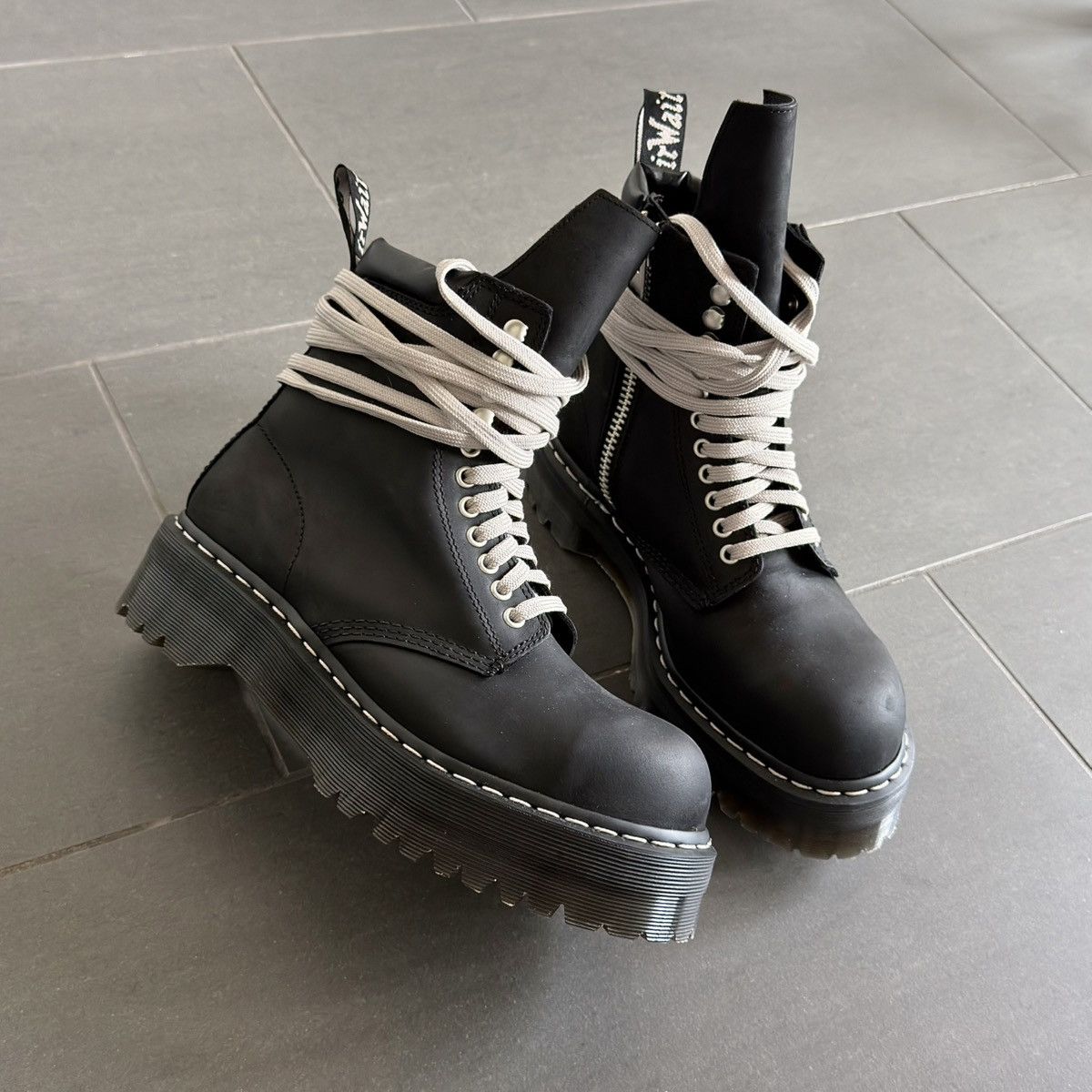 Dr. Martens × Rick Owens Rick Owens x Dr. Martens Quad Sole Steel Toe Platform Boots Size US 9 / EU 42 - 1 Thumbnail