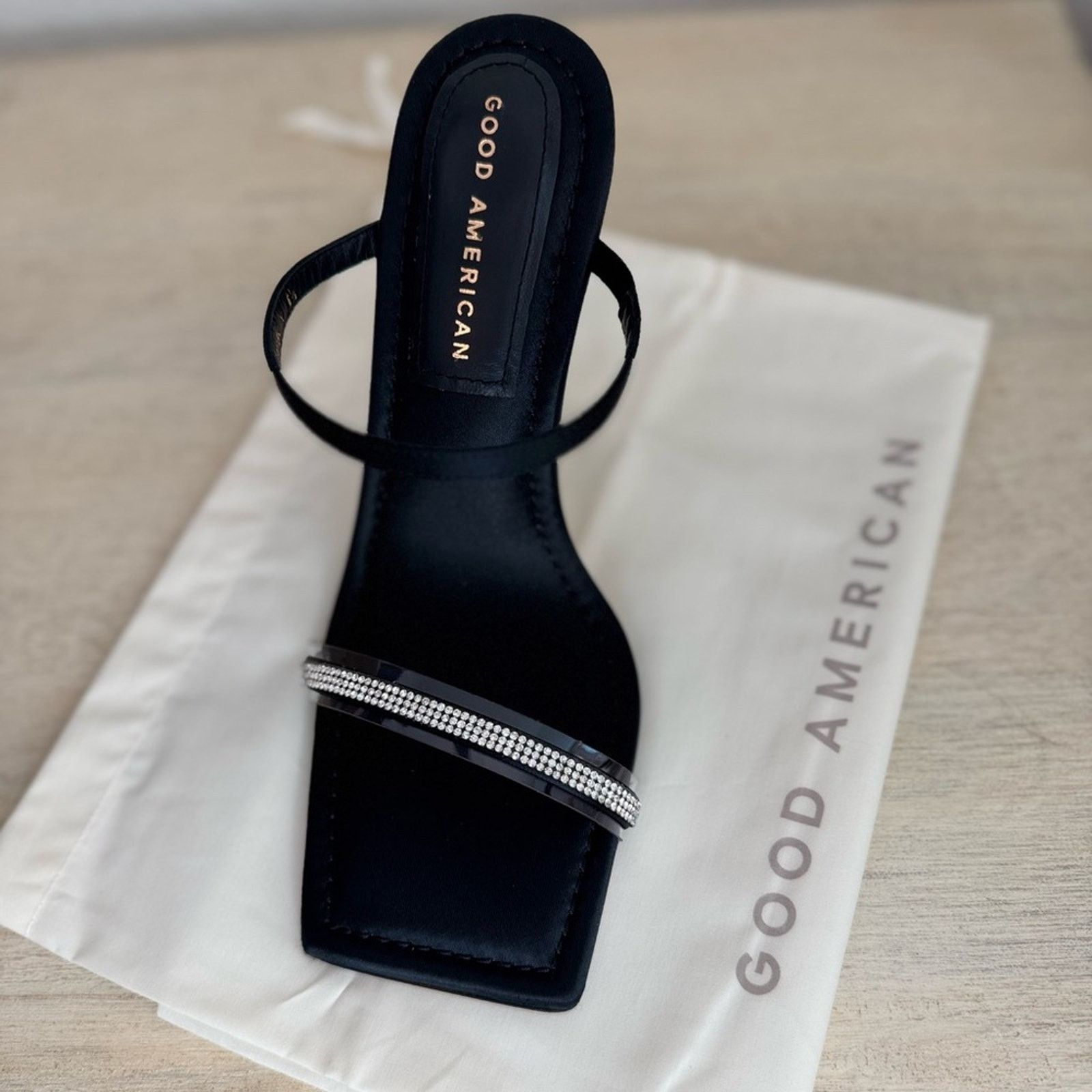 Good American Good American | Black Rhinestone Sandals Heel Size US 10 / IT 40 - 4 Thumbnail