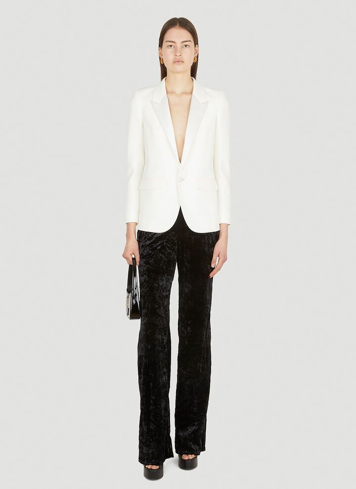 Saint Laurent Paris o1s1wg111124 Tuxedo Jacket in Grain De Poudre in White Size L / US 10 / IT 46 - 4 Thumbnail