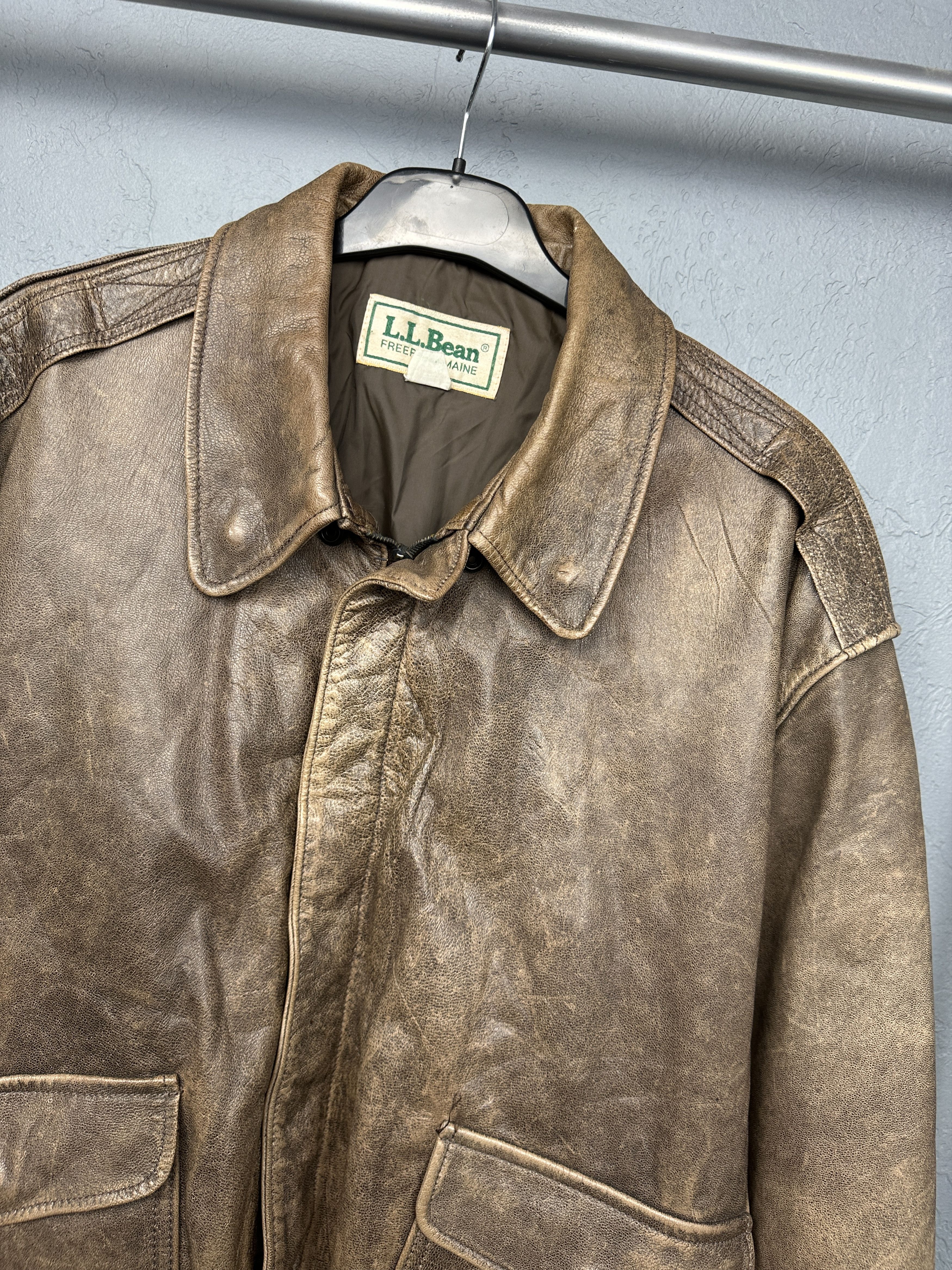 L.L. Bean L.L. Bean 90s Vintage Mens Goatskin Leather Flying Jacket Size US XL / EU 56 / 4 - 2 Thumbnail