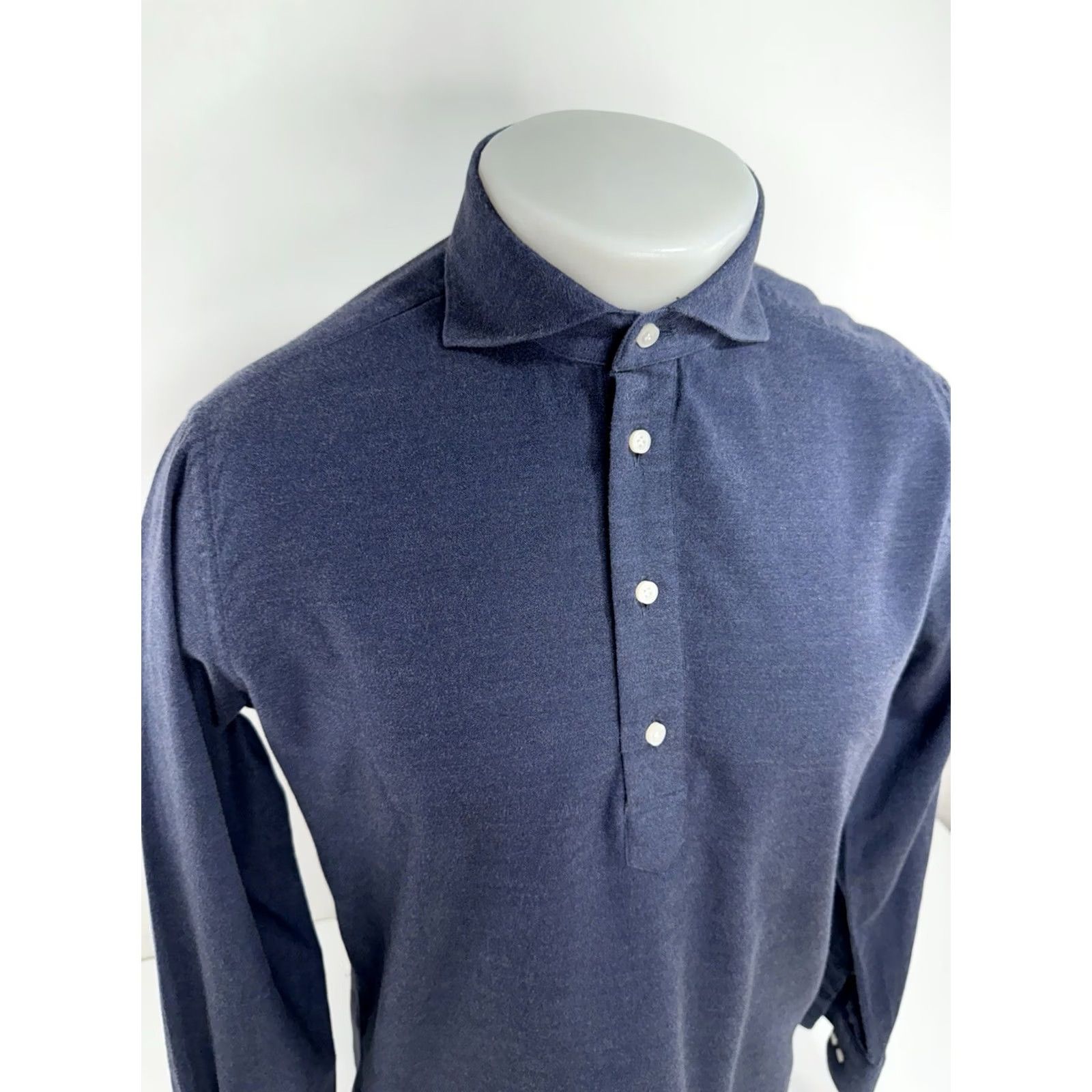 Suitsupply Suitsupply - Mens L Slim Fit Pullover Shirt Shirt Long Sleeve Blue Slimming Button-Up Mens L Blue Size US L / EU 52-54 / 3 - 3 Thumbnail