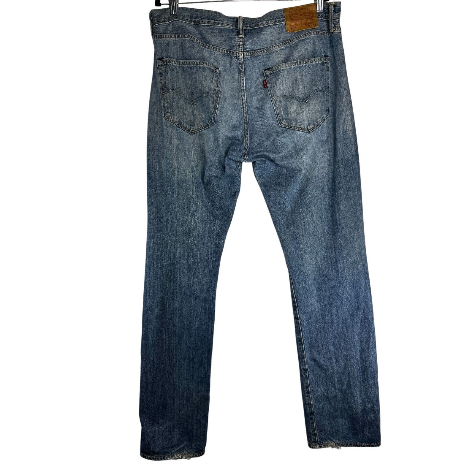 Levi's Levis 501 Button Fly Jeans Men Straight Leg Distressed 36X34 Size US 36 / EU 52 - 5 Thumbnail