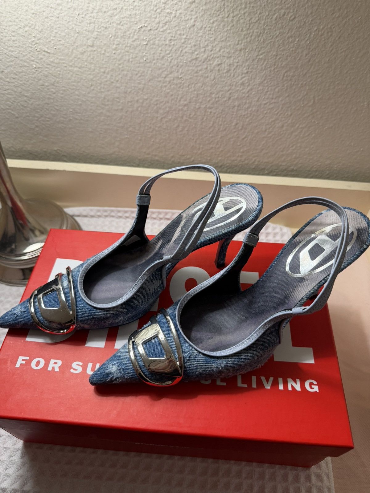 Diesel Diesel Blue Denim Stiletto Heels Size 7 Size US 7 / IT 37 - 5 Thumbnail
