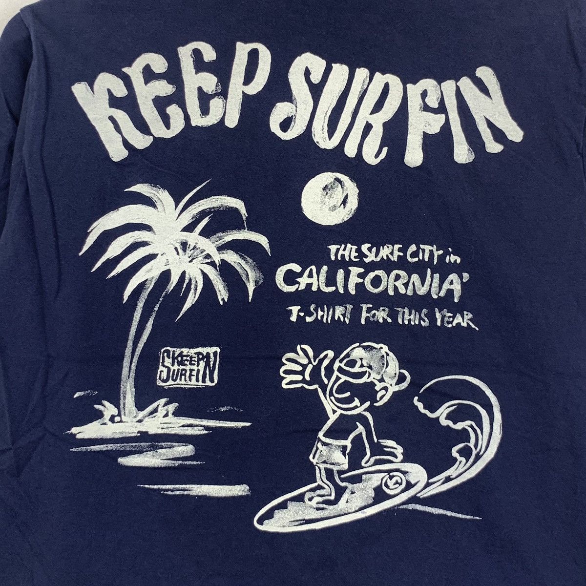 Vintage KEEP SURFING CALIFORNIA Surf City Cartoon Tee Shirt Top Size M / US 6-8 / IT 42-44 - 5 Thumbnail