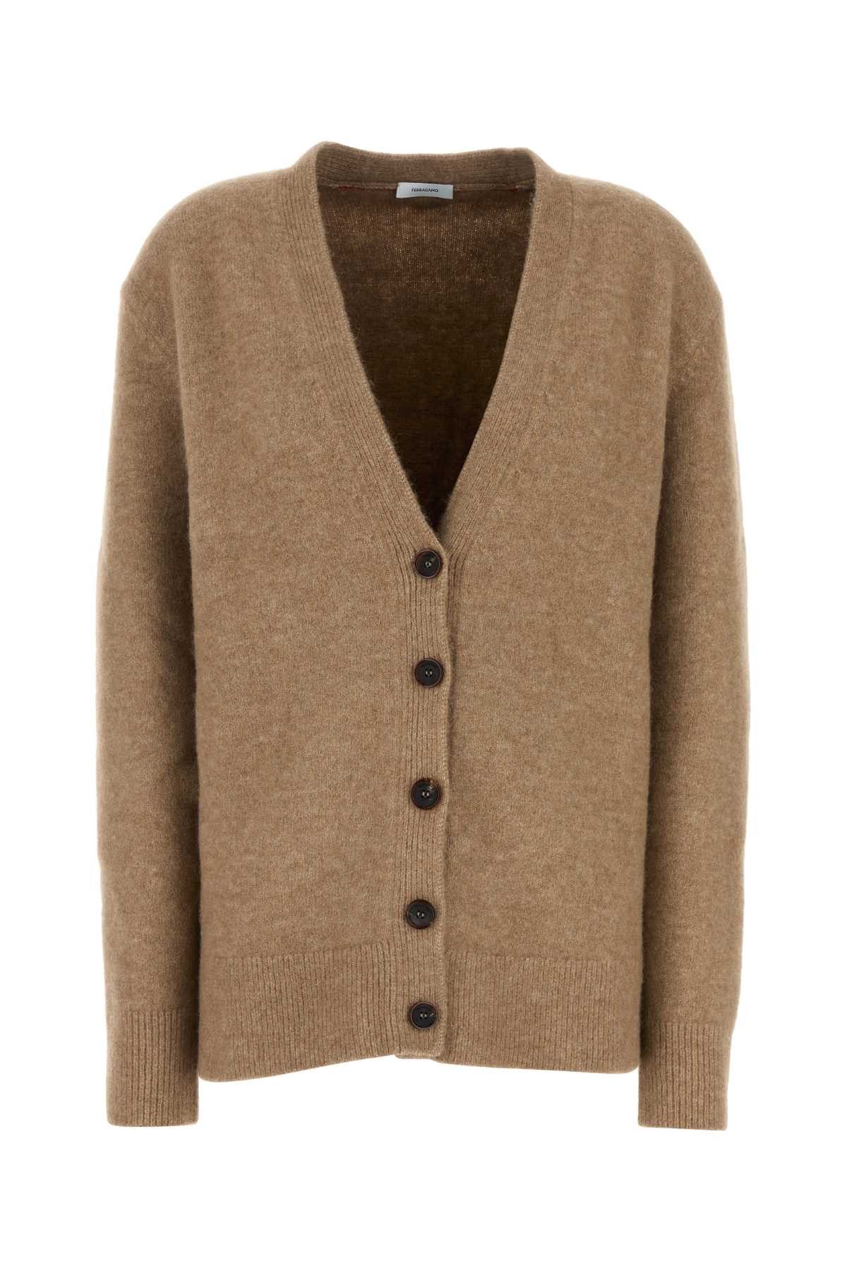 Salvatore Ferragamo Camel Stretch Alpaca Blend Oversize Cardigan Size XS / US 0-2 / IT 36-38 - 1 Thumbnail