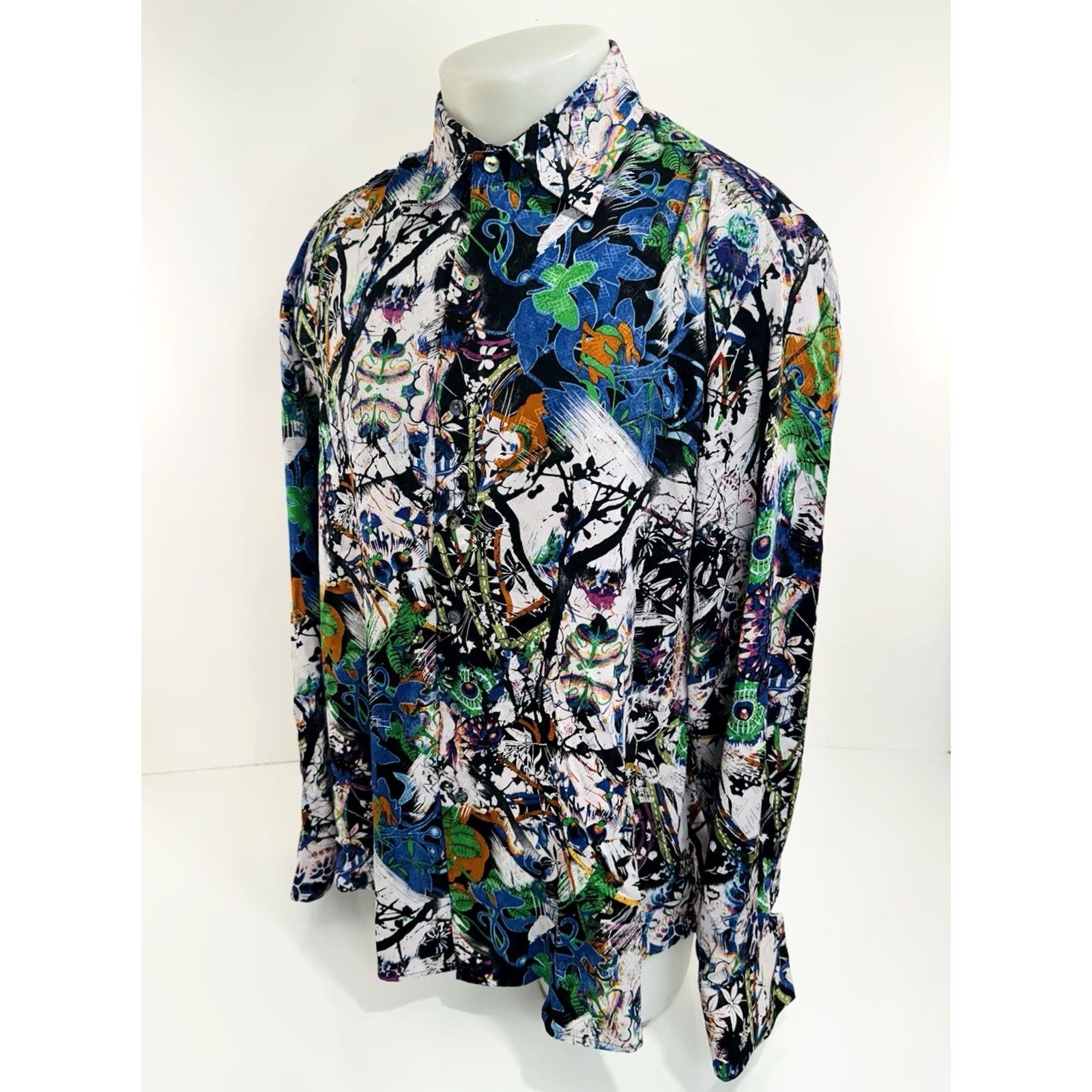 Robert Graham SILK ROAD / ROBERT GRAHAM - Abstract Colorful Shiny Floral XL Shirt - EXCELLENT Shirt XL Multicolor Floral 90s Robert Graham Mens XL Size US XL / EU 56 / 4 - 3 Thumbnail
