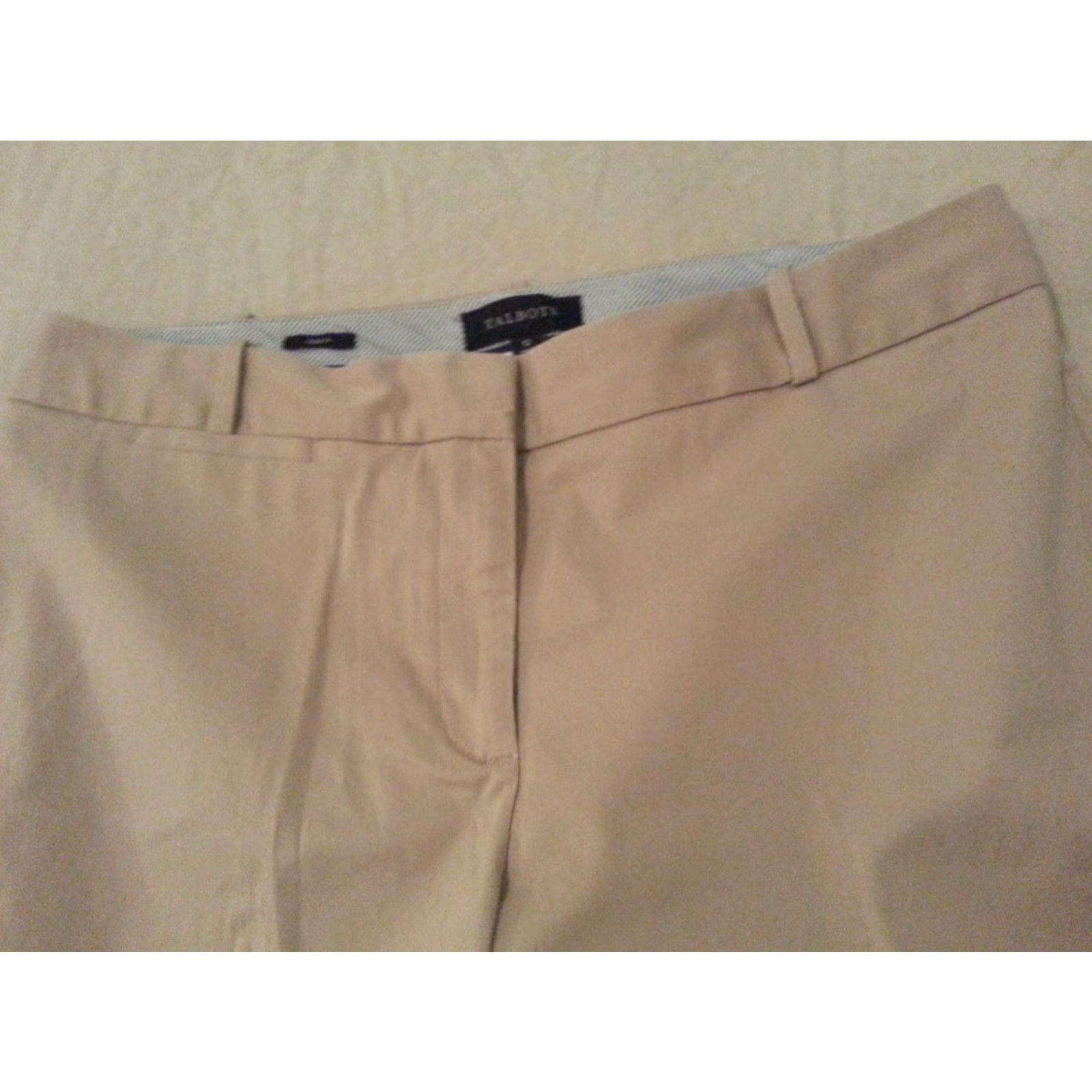 Talbots Womens Talbots Pants 12 Khaki Cotton Slack Chino Trouser Beige Dress Style Curvy, Regular, 24 1/2 Inseam, 17 1/2" Waist, Womens, Trousers Size 34" / US 12 / IT 48 - 4 Thumbnail