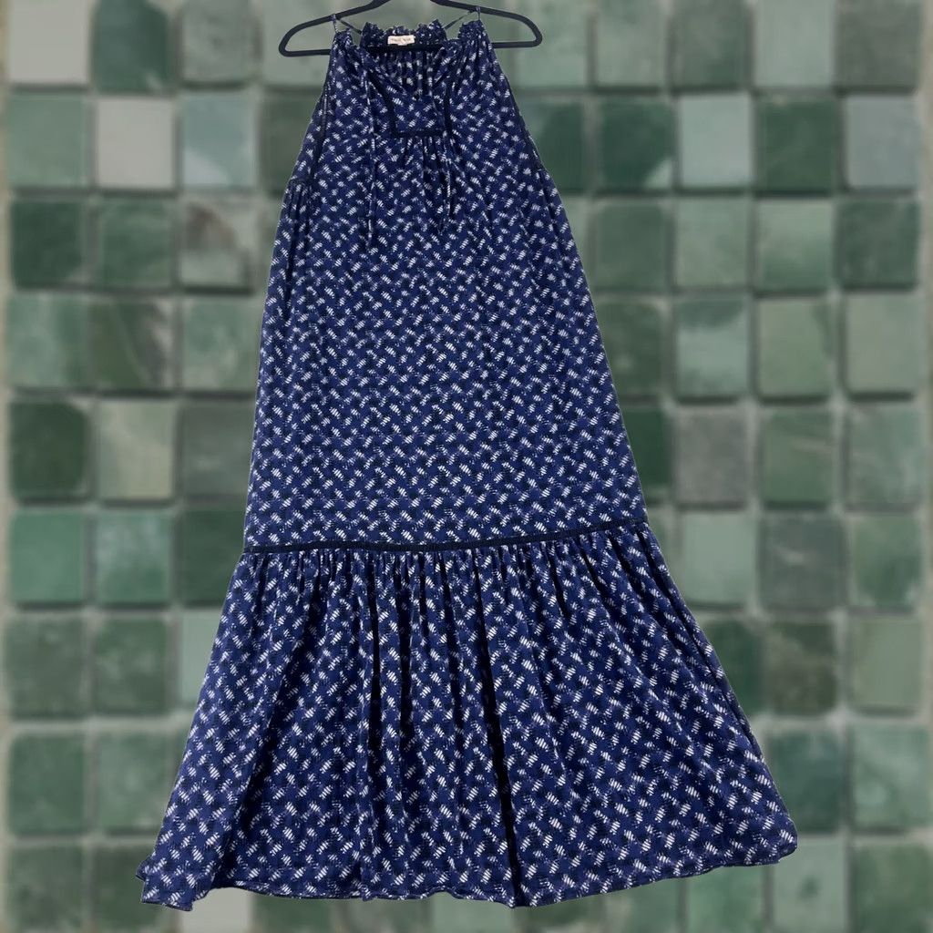 Rebecca Taylor Rebecca Taylor Maxi Dress Womens Size 4 Blue Geometric Print 100% Cotton Casual V-Neck Sleeveless Strappy Sleeve Geometric Print Long Dress Size S / US 4 / IT 40 - 1 Thumbnail