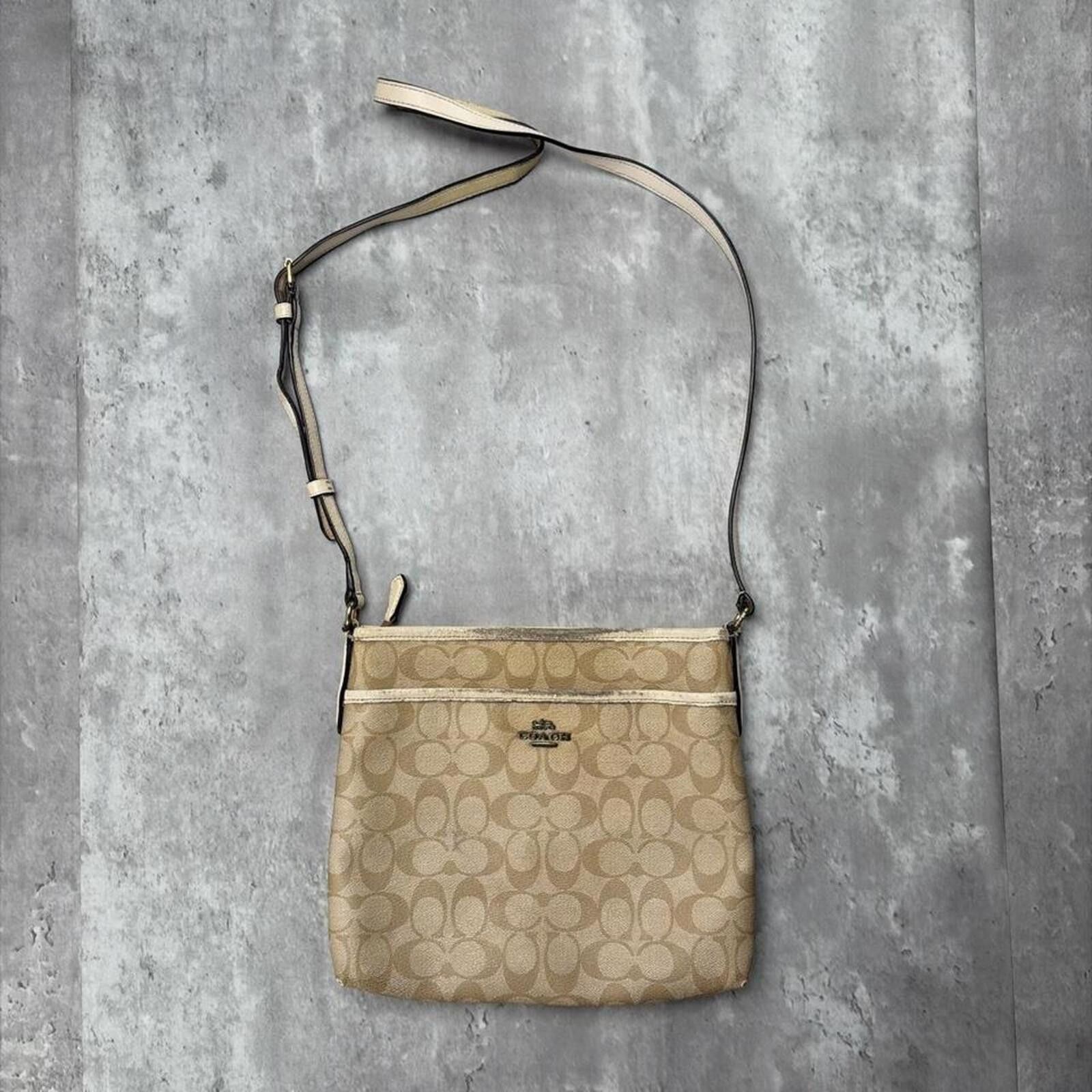 Coach Y2K Beige Coach Signature C Distressed Grunge Crossbody Bag Size ONE SIZE - 1 Thumbnail