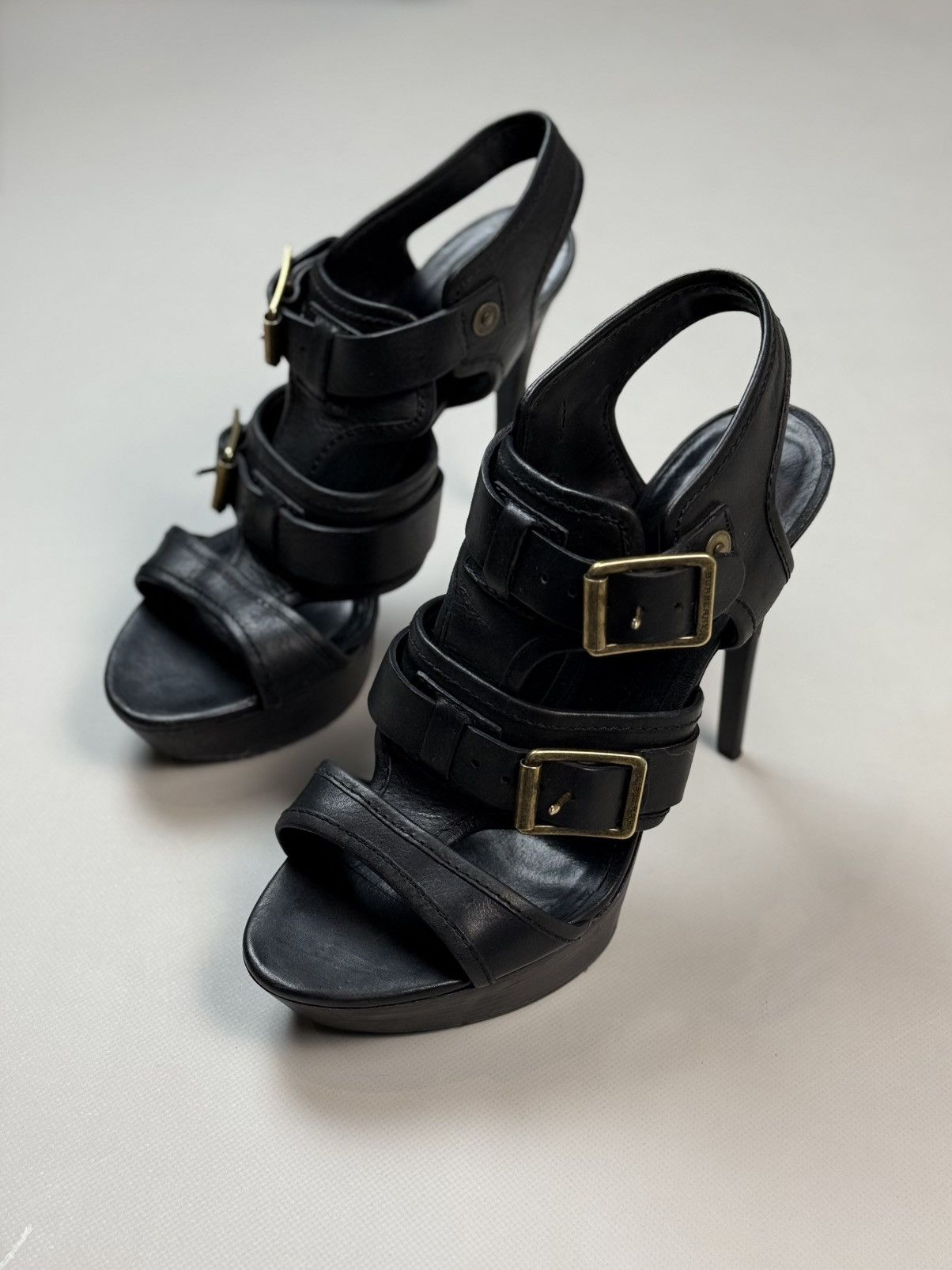 Burberry Burberry Black Leather Strappy Stiletto Buckle Heels Shoes Size US 10 / IT 40 - 9 Thumbnail
